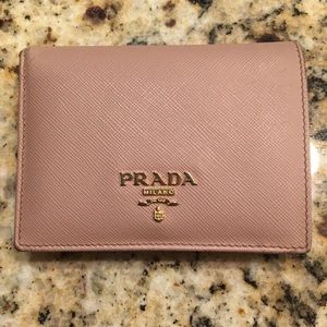 Prada Saffiano Bifold Leather Wallet Blush Pink